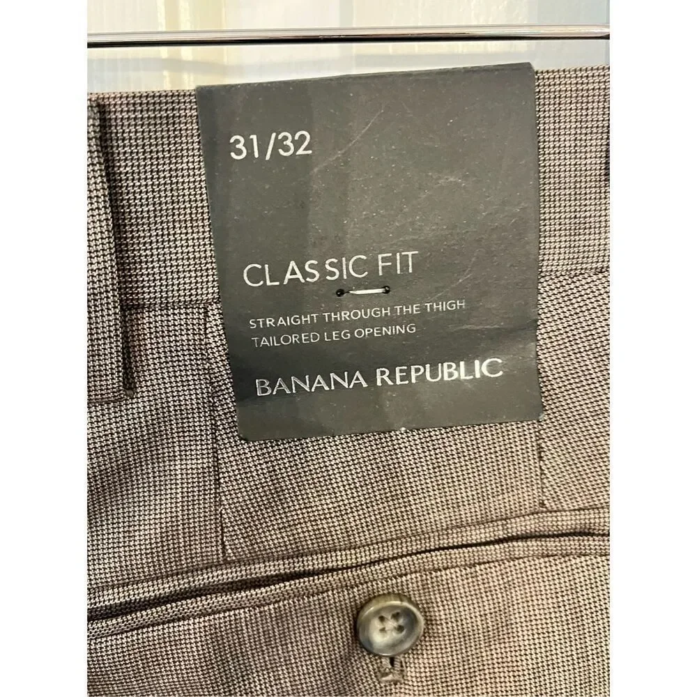 Banana Republic Classic Fit Gray Brown Dress Pants sz 31/32 NWT